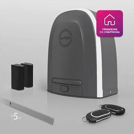Умный привод для откатных ворот ALUTECH Roteo RTO-500MKIT-Sm + беспроводные фотоэлементы LM-LB + рейка ROA8 (5 шт.) + Wi-fi модуль WM-Sm