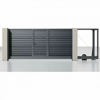 Откатные ворота со встроенной калиткой серии Prestige